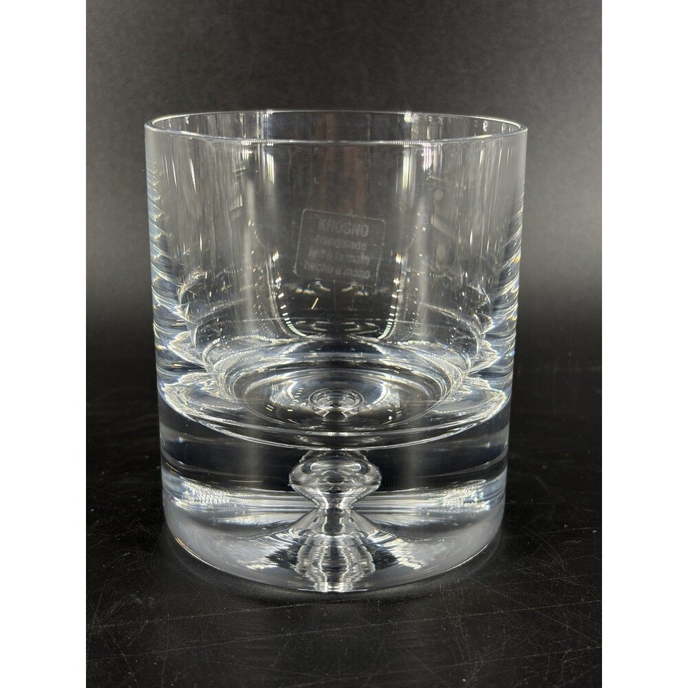 Krosno Bubble Base Double Old Fashion Whiskey Glass W/Sticker